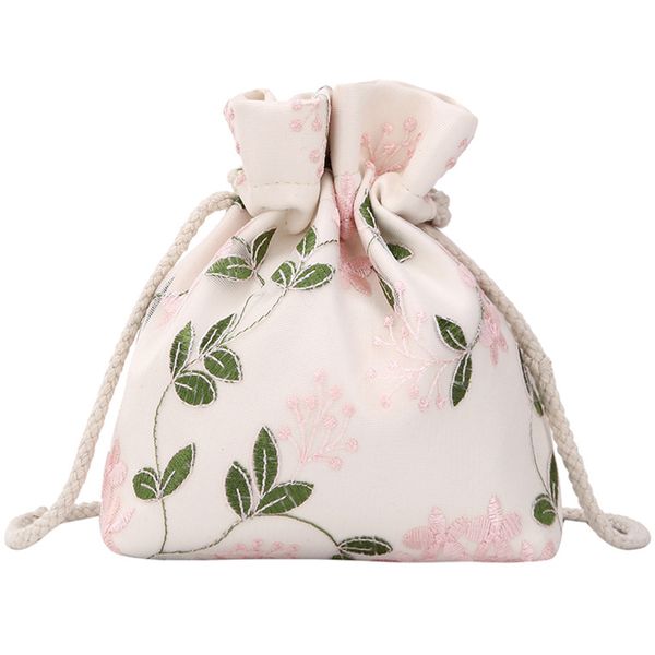 

embroidered flower bucket bag handbag cute girl shoulder messenger bag