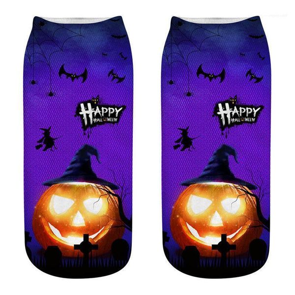 

чулочно-носочные изделия хэллоуин элемент 3d печати женские носки дизайнер летучая мышь тыква замок носки повседневная пара соответствия кор, Black;white