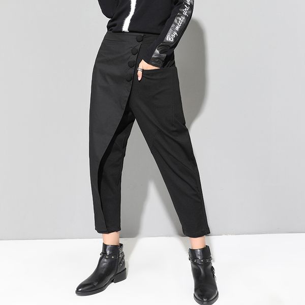 

women designer pants korea regular fashion women autumn casual harem pants female patchwork ankle length pants ljt3926 drop shipping, Black;white