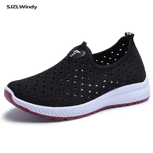 

summer leisure old beijing cloth shoes middle-aged and elderly sneakers women mom shoes breathable mesh flat mesh single, Black