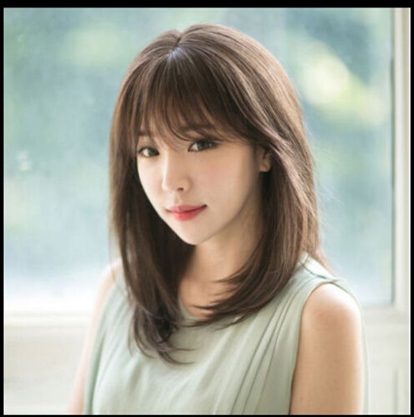 Women Korean Fashion Medium Straight Natural Looking Synthetic