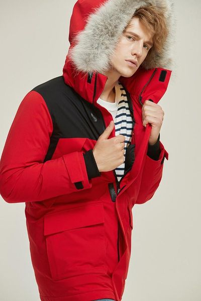 

men's coat 2019 winter new long section fashion warm tooling white duck down jacket, Black