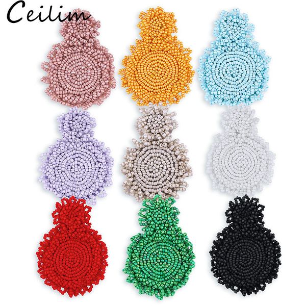 

boho этнические бусины серьги для женщин красочные круглый большой круг серьги кулон ручной работы большое заявление серьги партия мотаться, Silver