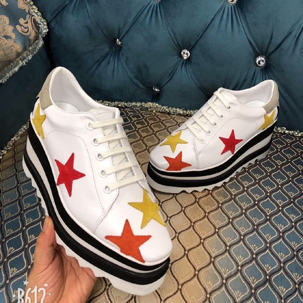 

2019 women pyraclou 7cm wedges shoes,striated pyramid star,women sneakers,women genuine leather shoes,size 35-40,ing, Black