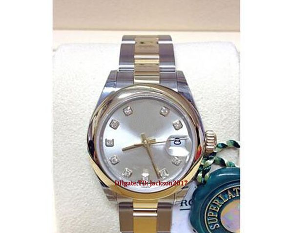 

original box certificate ladies women watches 28mm 279163 silver diamond dial automatic movement watch, Slivery;brown
