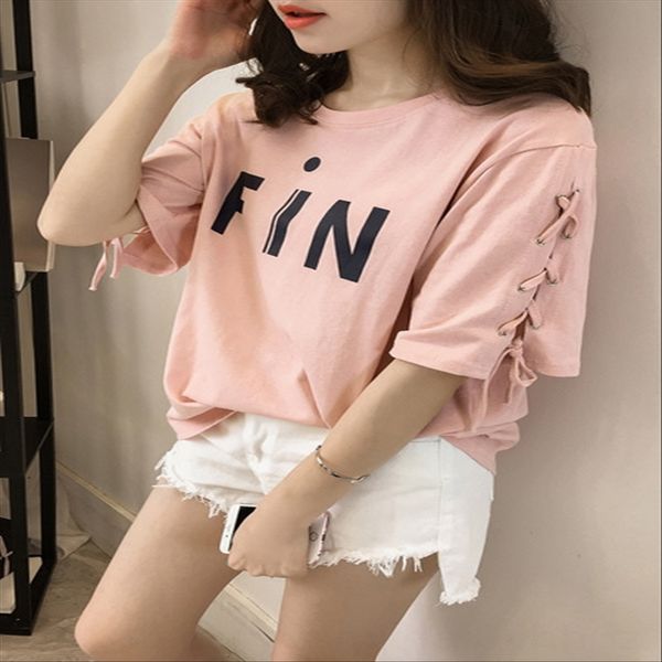 

summer dress large size women's fat mm short-sleeve d t-shirt female student straps middle sleeve 200 jin fashion, White