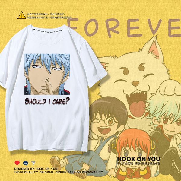 

gin tama short sleeve men and women t shirt printing comic periphery male t shirt short sleeve clothes jacket, White;black