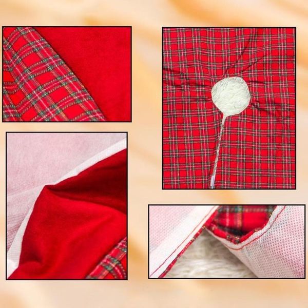 

soft christmas tree skirts non-woven lace velcro apron blanket mat cover red grid/elk print home party decoration christmas decorations