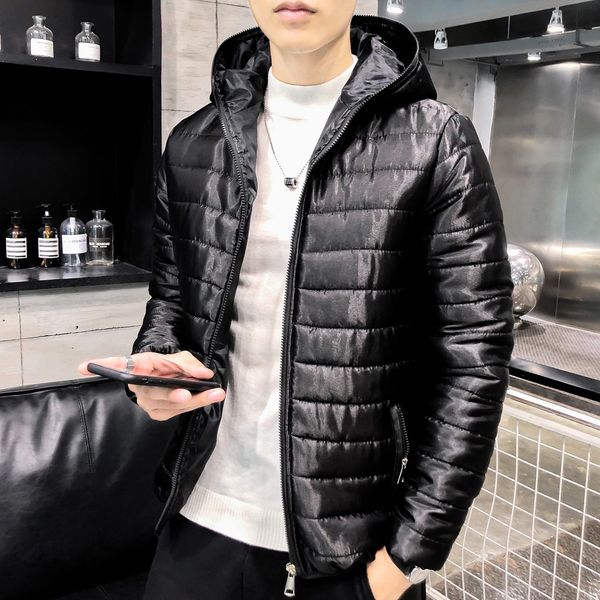 

2020 winter warm coat men's parkas streetwear hoodie long sleeved coat casual solid jacket fold soft outwear, Black