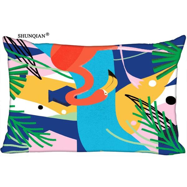 

flamingo printed rectangular silk pillowcase two sides custom your image 35x45cm,30x60cm,40x60cm,45x75cm,50x75cm pillow case