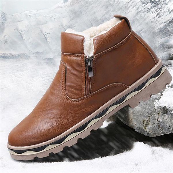 

ankle boots men round toe warm plush fur snow boots young man student large size 39-44 men shoes winter botas mujer black