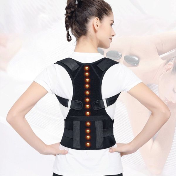 

adjustable back posture corrector shoulder lumbar brace spine support belt posture correction belt body health care, Black;blue