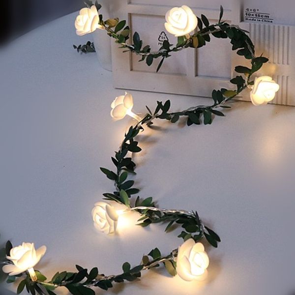 Светодиодные строки 10/20/40LEDs Rose Flower Fairy String Lights Battery Powered Wedding Valentine's Day Party Garland Decor