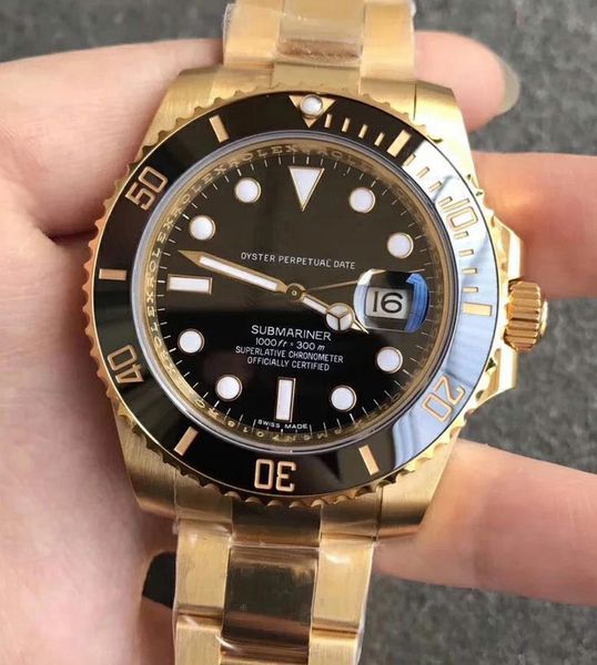 

male automatic movement wristwatch u1 factory sapphire glass 116610ln 116610 ceramic bezel folding buckle stainless steel strap mens watch, Slivery;brown