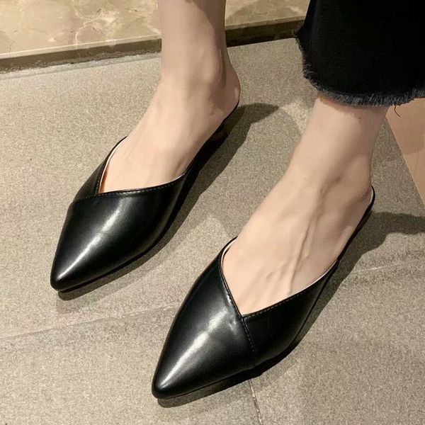 

size 35-39 2019 new women elegant slippers thin high heels summer autumn metal toes shoes womanladies blue red black loafer