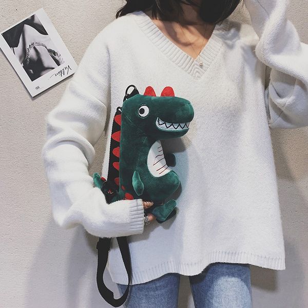 

2020 new ladies plush bag cute funny little dinosaur casual cartoon fashion chain messenger bag ladies