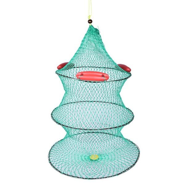 

portable three floating ball fish net cast mesh cage fishing supplies
