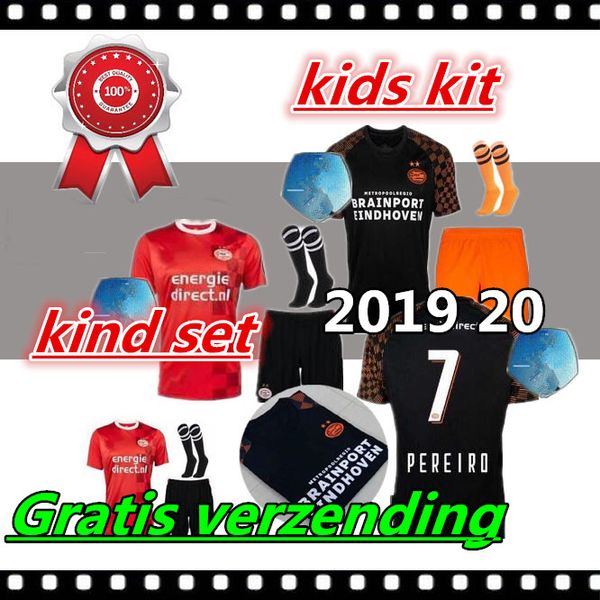 

Kid kit 19 20 p v eindhoven occer jer ey black 2019 2020 cami eta pereiro hendrix l de jong h lozano child boy football hirt