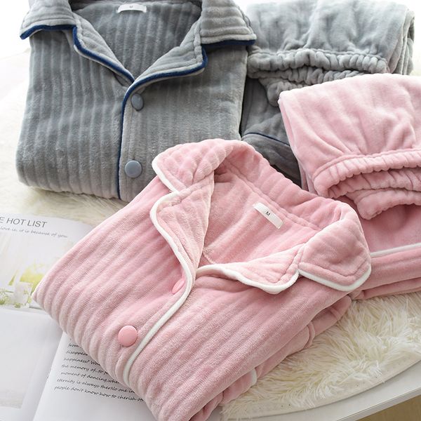 

flannel men and women pajamas factory wholesale autumn and winter home service