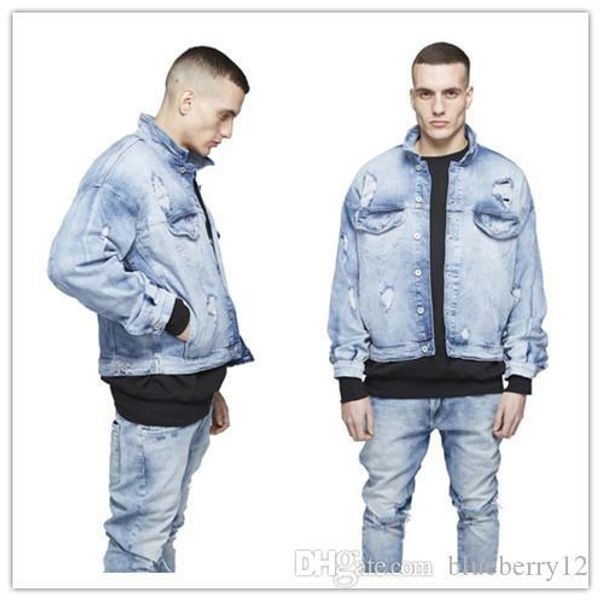 

mens denim jackets high street old damaged hole denim jacket men loose jacket coat asian size m-xl, Black;brown