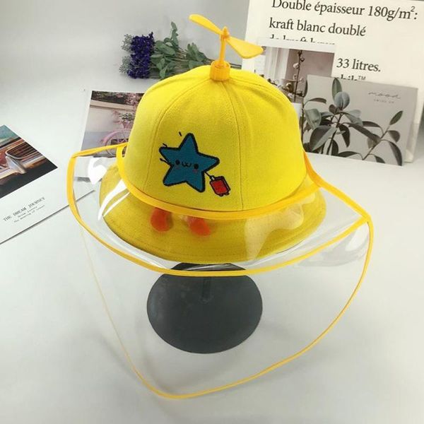 

summer baby sun hat children cute cartoon print mesh anti-spitting hats dustproof cover cap bucket hat fisherman caps casquette, Yellow
