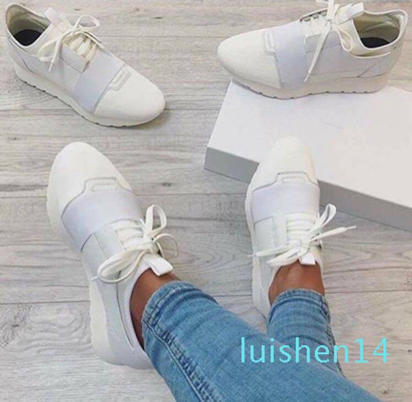 

classic brand designer sneakers men fashion leather mesh mens womens race runners trainer l14, Black