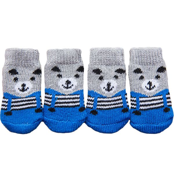 

4pcs cute cartoon pet socks dogs pet knits socks anti slip skid bottom warm puppy shoes are soft and breathable s/m/l