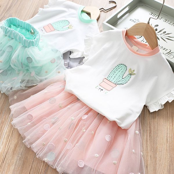 

2020 summer baby girl набоѬ cactus ђболка + половина алии бка, White