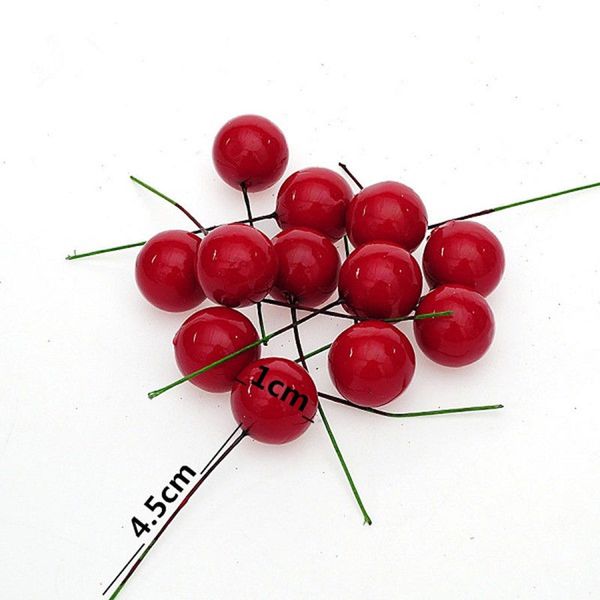 

100pcs mini berry artificial red holly berries 10mm home bouquet christmas decor sale
