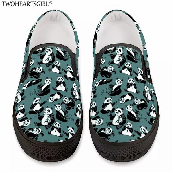 

twoheartsgirl cute panda print women flat shoes comfortable female spring autumn canvas shoes customized sneakers size 36-46, Black