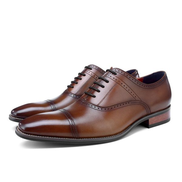 

brown 2019 handmade italy formal shoes men wedding party male dress shoe genuine leather patina men's oxford business shoes, Black