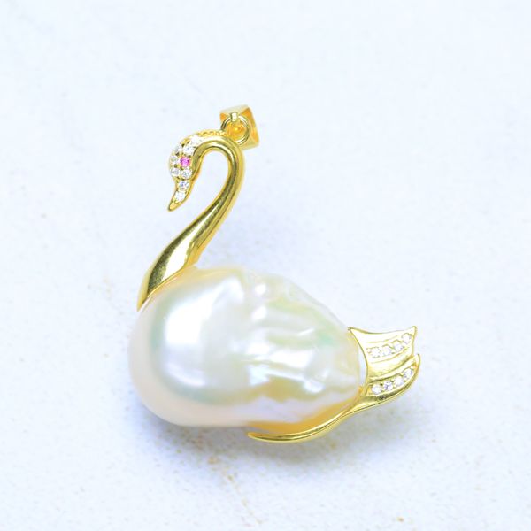 

baroqueonly special pendant peacock fish flower accessory baroque pearl necklace pendant big real natural pearl pz, Silver