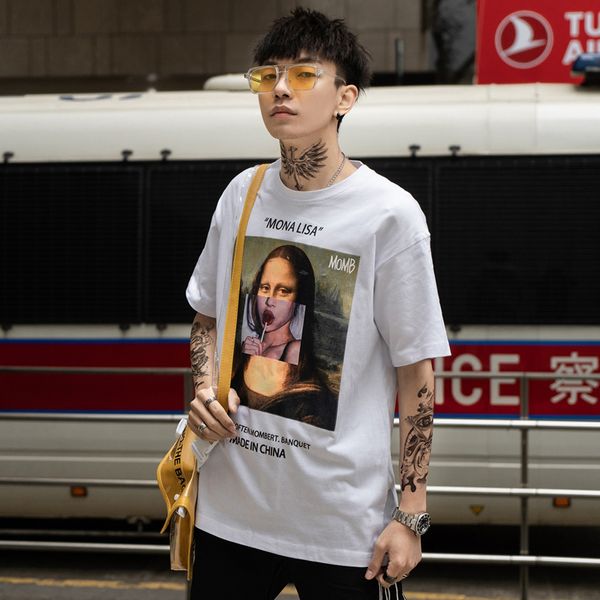 

MarchWind Brand Summer Hip Hop T Shirt Streetwear Men Funny Mona Lisa T-Shirt Cotton Fashion Harajuku Tshirt Short Sleeve Tops Tees Hipster