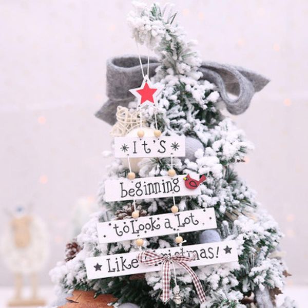 

1pc merry christmas letter wooden pendants ornaments xmas tree ornament wood crafts for home wall christmas party decor supplies