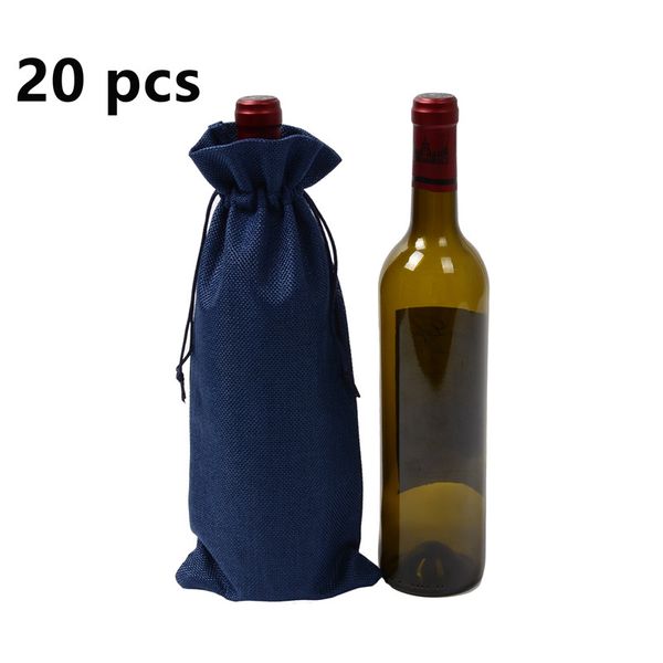 

20pcs jute wine bag jute wine bag wedding party decoration red bottle cover gift champagne pouch packaging