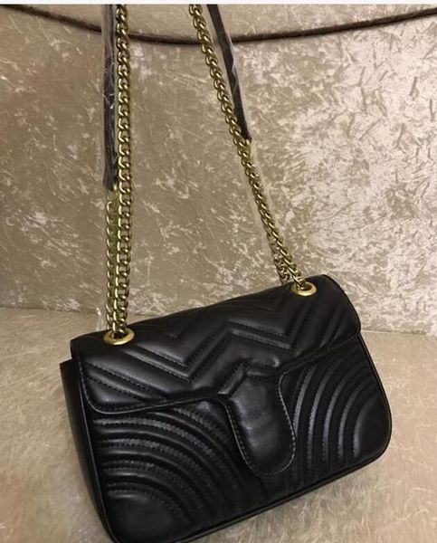 

2019 new designer fashion women shoulder bags chain bags crossbody bag fashion 26cm black purse handbags female purse bag 476433 476809