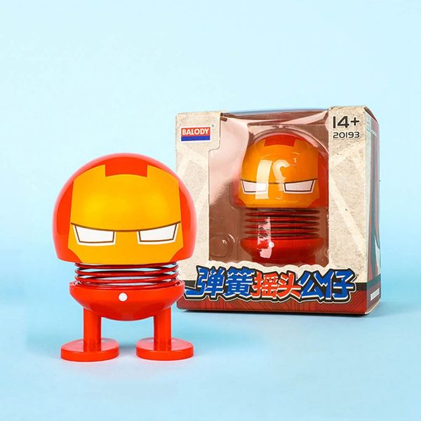 

1pc action figure bobble head doll spring toy plastic car decoration collectible model toy bounce toys