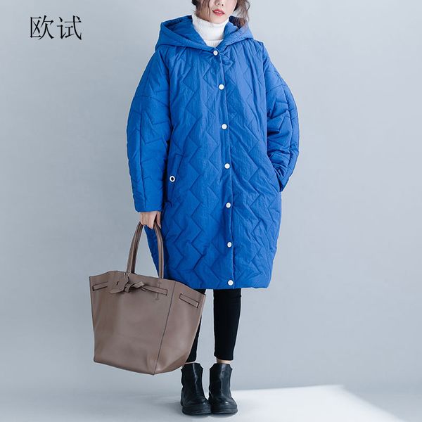 

women oversize korean jackets coat bat sleeve plaid winter plus size quilted jacket coats casual loose warm overcoat 5xl 6xl2018, Black