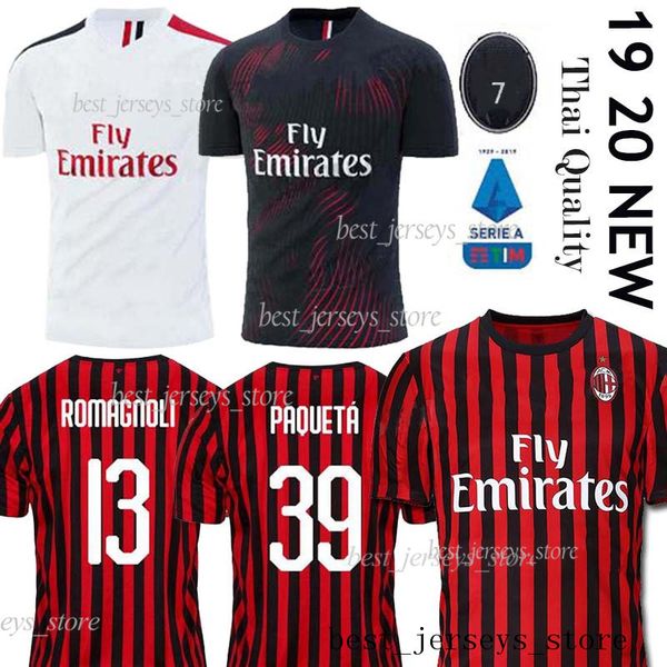 

Thai AC milan 19 20 soccer jersey 2019 2020 PIATEK football shirt PAQUETA THEO SUSO REBIC ROMAGNOL La palla di calcio inglese