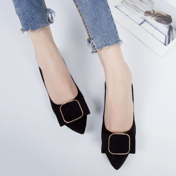 

pointed shoes women's 2020 spring new style shallow mouth shoes female black soft bottom flat slip-on moccosins women's