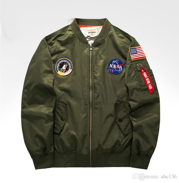 

new thickened nasa pilot men's design jacket 19ss ma1 pilot jacket windbreaker embroidery baseball uniform men's jacket m-xxxl, Black;brown