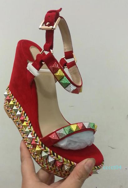 

designers red bottom platform wedge sandals espadrille shoes women's high heel summer sandals silver glitter-covered leather us4-11 ct0, Black