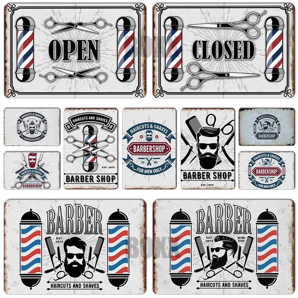 

barber metal sign vintage barber shop metal poster cafe bar pub tin sign plaque retro haircut and shave beard iron plates printing home 2020