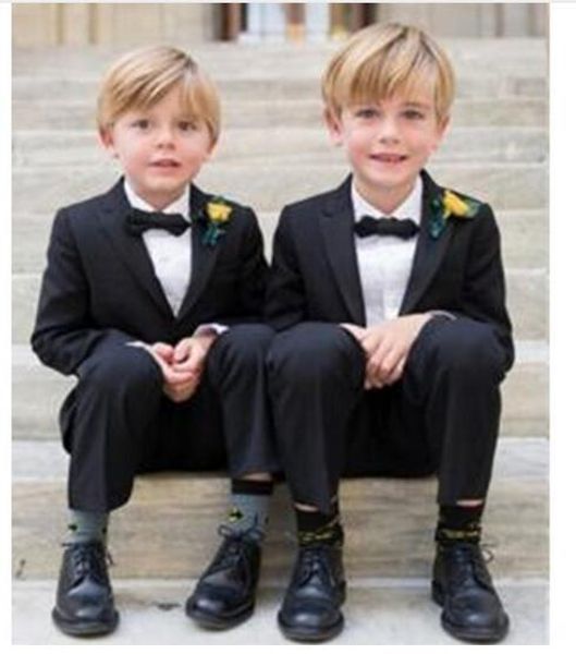 

handsome one button peak lapel kid complete designer handsome boy wedding suit boys attire custommade jacketpantstie a01, Black