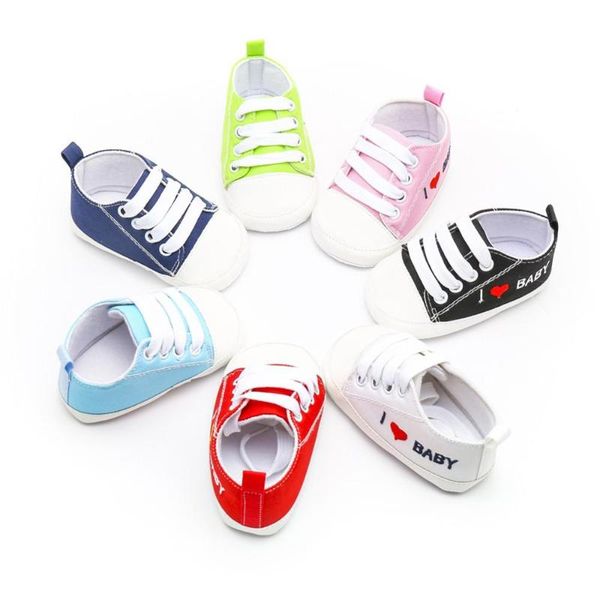 

new arrival infant shoes baby boy girl kid soft sole first walkers toddler letter pattern canvas sneaker for newborn 0-18m