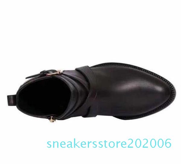 

2019 woman brand real leather pointed flat shoes ankle martin fashion boot eu:35-40 s06, Black