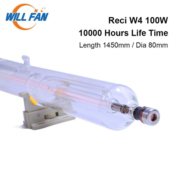 

Will fan reci w4 100w co2 la er tube length 1450mm diamete 80mm for la er engraving cutter machine 10000 hour gla pipe