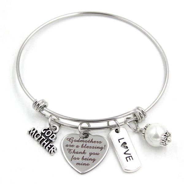 

new arrival fashion stainless steel bangle expandable wire bangle godmother charm bracelet bangle god mother gifts jewelry bijoux, Golden;silver