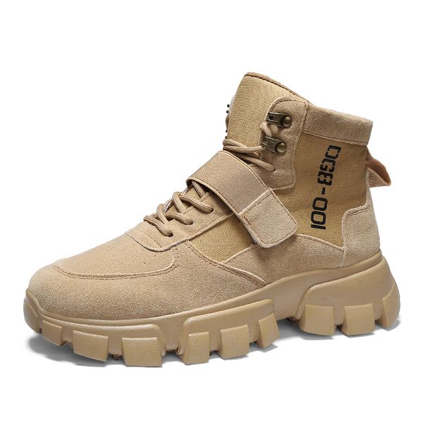 

fashion winter men's boots warm boots lace up men's desert round toe high shoes ankle snow men, Black