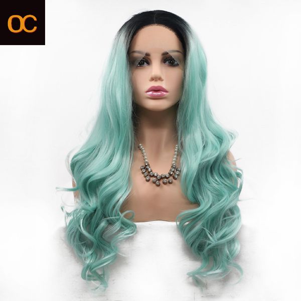 

oc932 japanese silk chemical fiber wig front lace hood female long curly hair colour personalized customization dhl ing, Black